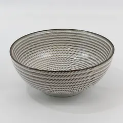 Brown And White Stoneware Spiral Pattern Serving Bowl 8"