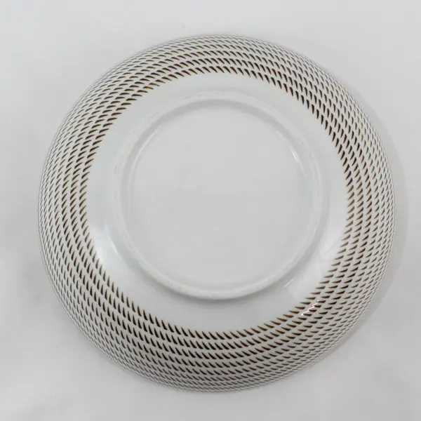 Brown And White Stoneware Spiral Pattern Serving Bowl 8"