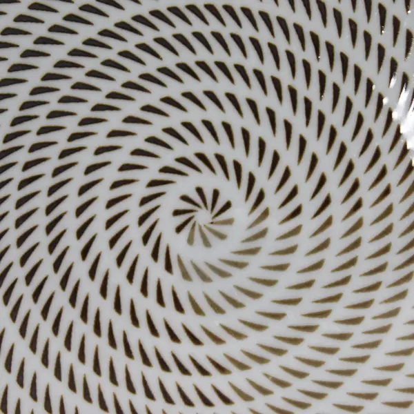 Brown And White Stoneware Spiral Pattern Serving Bowl 8"