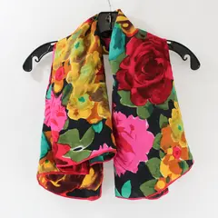 Echo Multicolor Floral Print Silk Scarf 35" Square