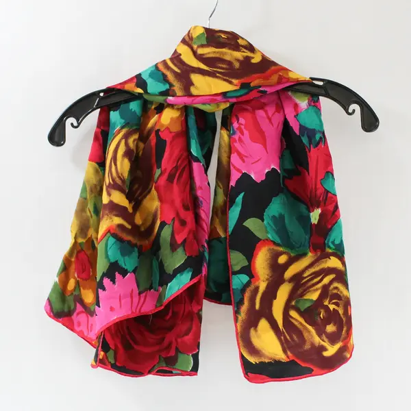 Echo Multicolor Floral Print Silk Scarf 35" Square