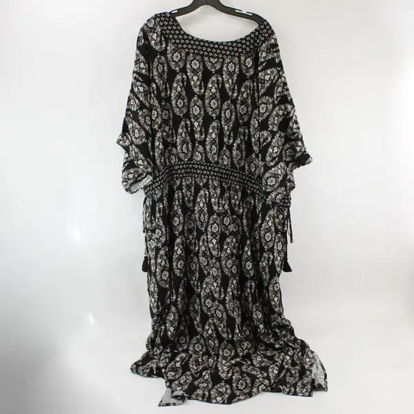 NWT Knox Rose Black Gray White Floral Pattern Maxi Dress Women's 4X