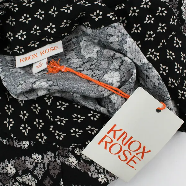 NWT Knox Rose Black Gray White Floral Pattern Maxi Dress Women's 4X
