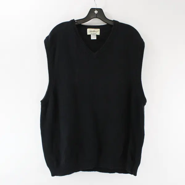 Eddie Bauer Black V-Neck Sweater Vest Men's XL