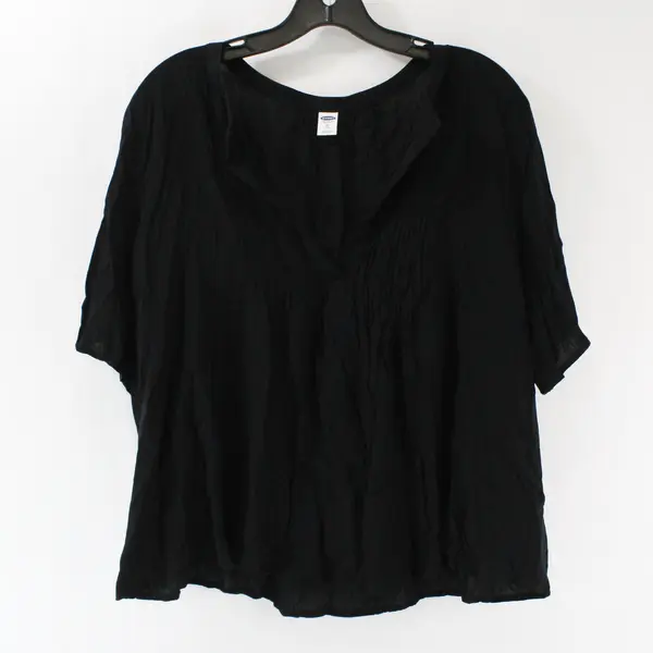Old Navy Women's Black Short Sleeve V-Neck Blouse Top XL