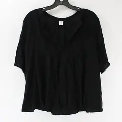 Old Navy Women's Black Short Sleeve V-Neck Blouse Top XL