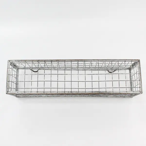Vintage Rectangular Wire Wall Basket 20” Rustic Metal