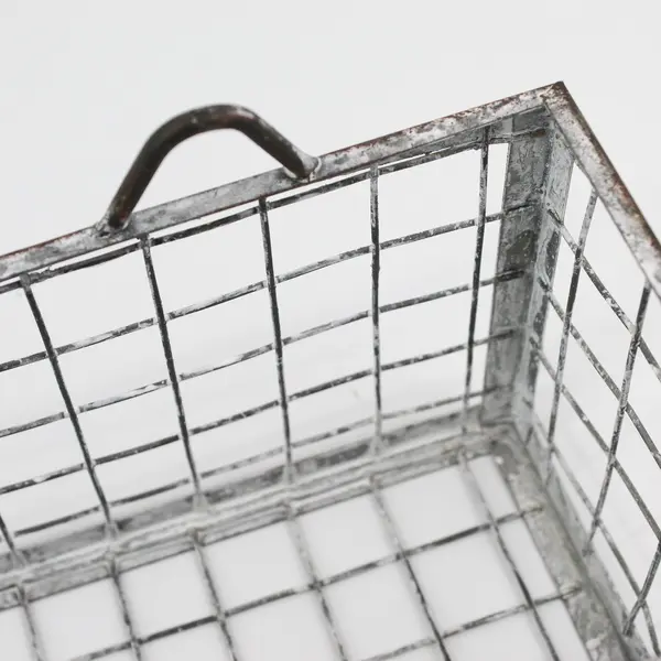 Vintage Rectangular Wire Wall Basket 20” Rustic Metal