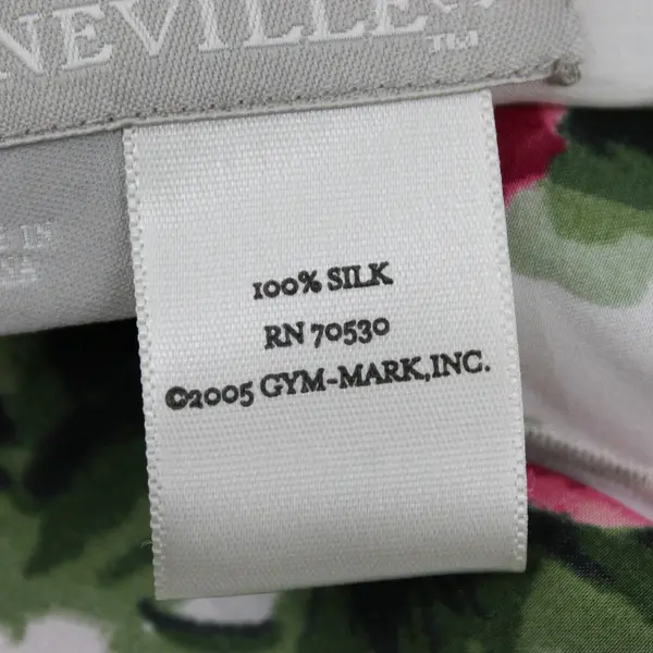 Janeville Pink and Red Rose Print White Skinny Silk Scarf 72"
