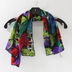 Vintage Vera Neumann Multicolor Orchid Print Silk Scarf 29" Square