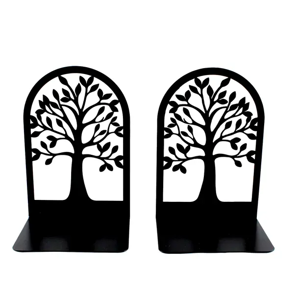 Set of 2 Black Metal Tree Silhouette Decorative Bookends