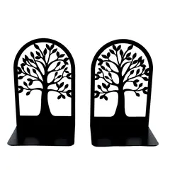 Set of 2 Black Metal Tree Silhouette Decorative Bookends