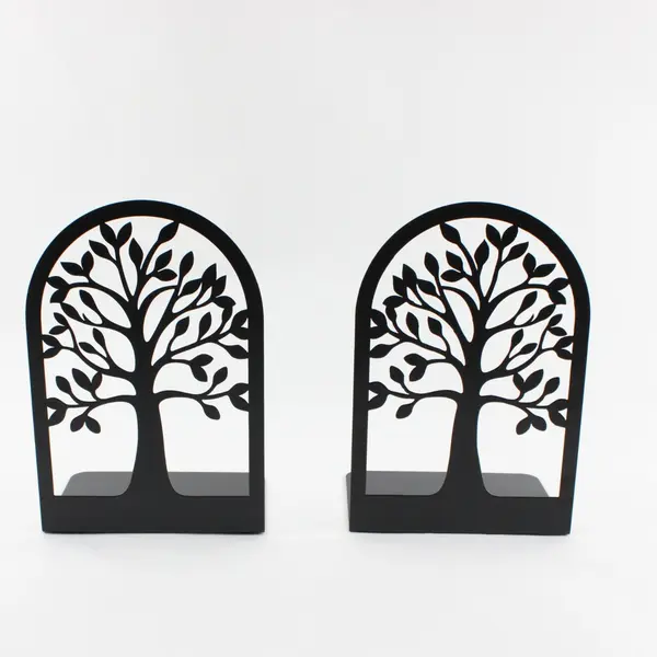 Set of 2 Black Metal Tree Silhouette Decorative Bookends