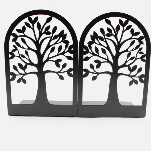 Set of 2 Black Metal Tree Silhouette Decorative Bookends