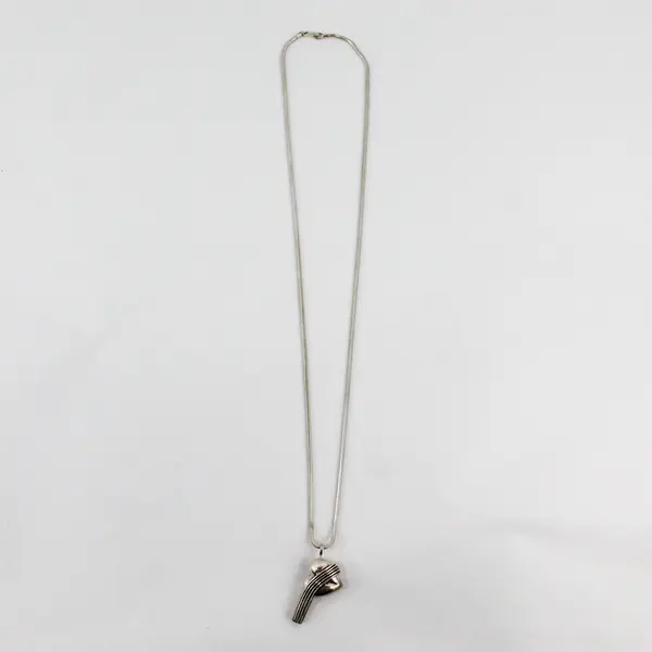 Vintage 925 Sterling Silver Heart Whistle Pendant Necklace 29"