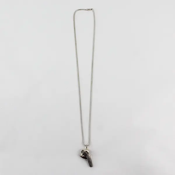 Vintage 925 Sterling Silver Heart Whistle Pendant Necklace 29"
