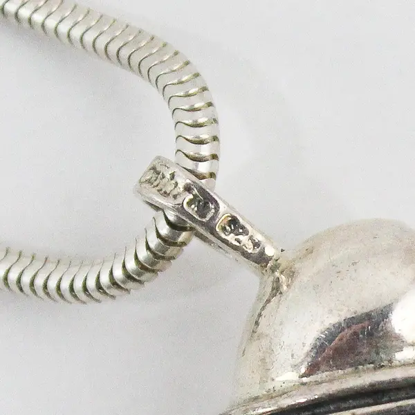 Vintage 925 Sterling Silver Heart Whistle Pendant Necklace 29"