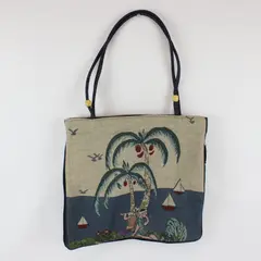 Vintage Tropical Nautical Tapestry Tote Bag 13"