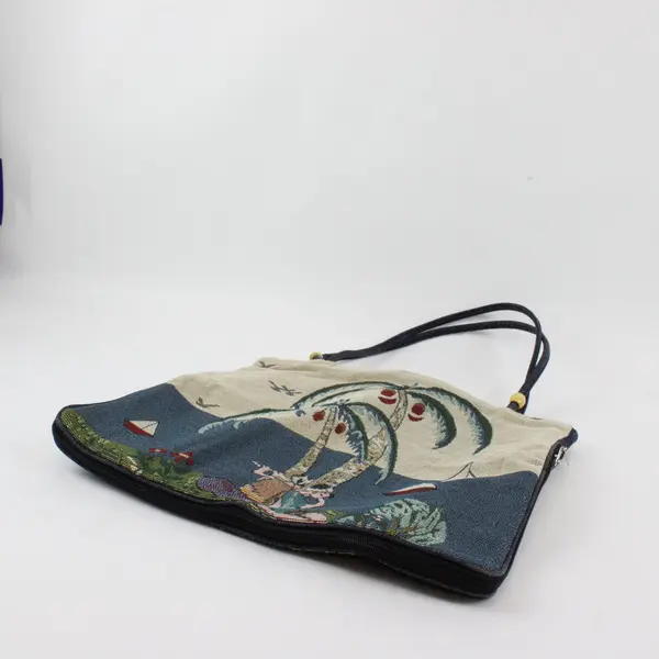 Vintage Tropical Nautical Tapestry Tote Bag 13"