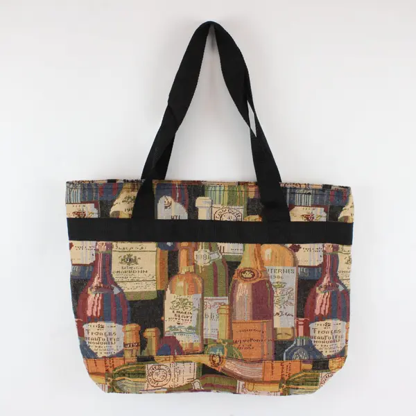 American Uni Wine Bottle Tapestry Zip-Up Tote Bag 18"