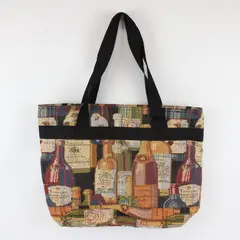 American Uni Wine Bottle Tapestry Zip-Up Tote Bag 18"