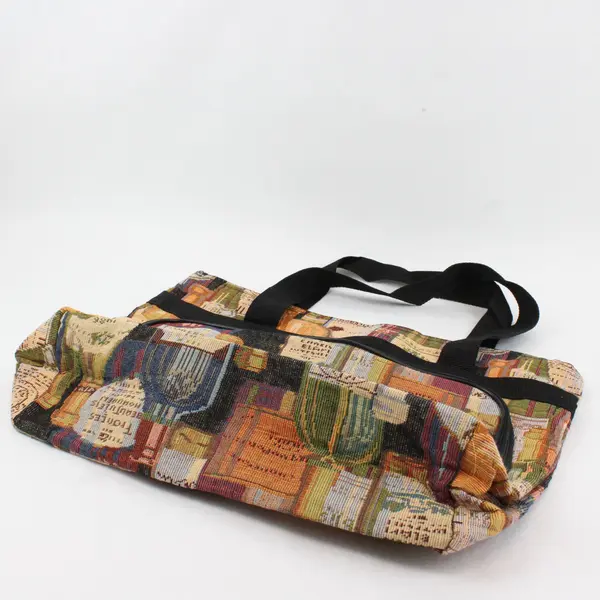 American Uni Wine Bottle Tapestry Zip-Up Tote Bag 18"
