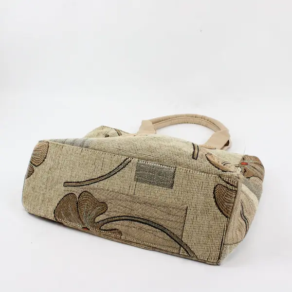 Beige Beaded Floral Shoulder Bag Purse