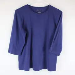 Christopher & Banks Layer-Your-Look Blue 3/4 Sleeve Shirt Women PL Petite