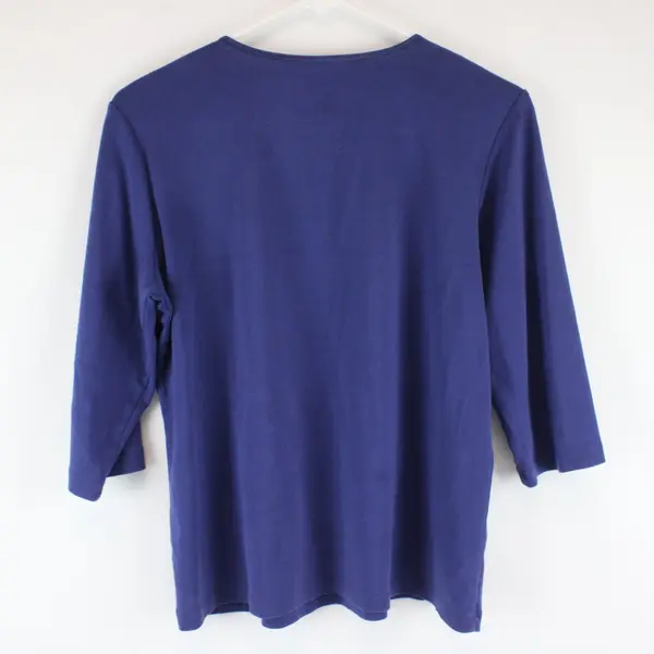 Christopher & Banks Layer-Your-Look Blue 3/4 Sleeve Shirt Women PL Petite