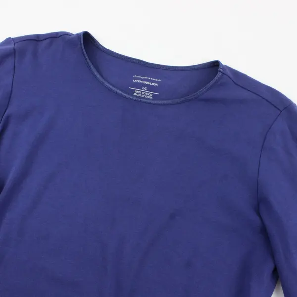 Christopher & Banks Layer-Your-Look Blue 3/4 Sleeve Shirt Women PL Petite
