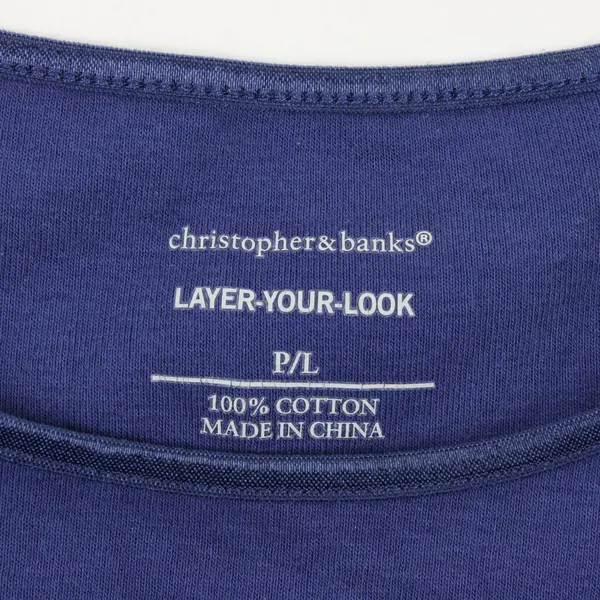 Christopher & Banks Layer-Your-Look Blue 3/4 Sleeve Shirt Women PL Petite