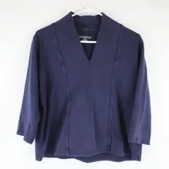 Hannah Solid Navy Blue 3/4 Sleeve Sweater Top Women M