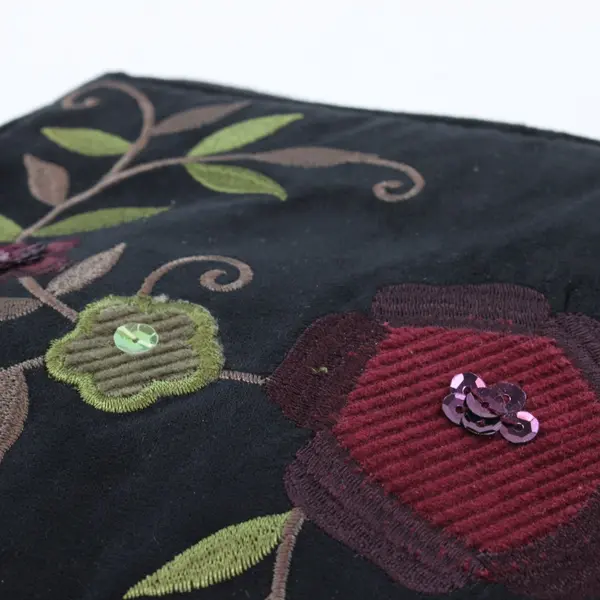 Target Small Floral Embroidered Sequined Black Handbag 8.5"