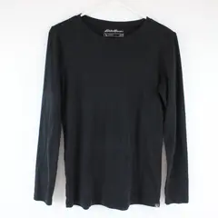 Eddie Bauer Outdoor Solid Black Long Sleeve Shirt 100% Cotton Womens Size M