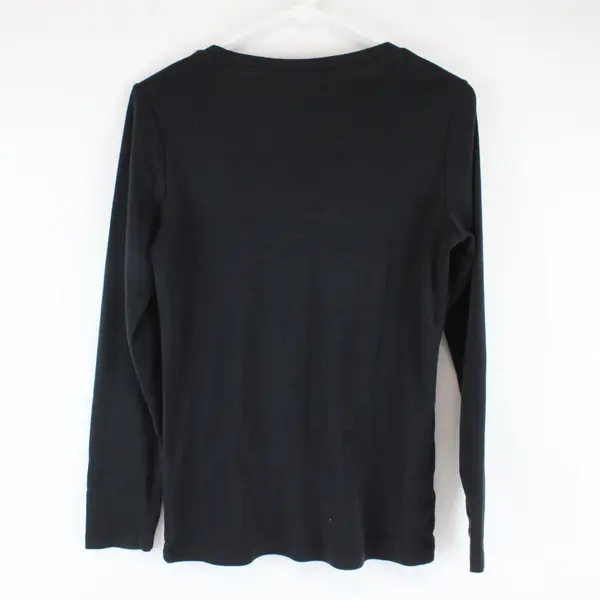 Eddie Bauer Outdoor Solid Black Long Sleeve Shirt 100% Cotton Womens Size M