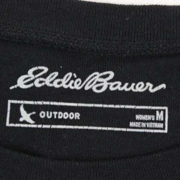 Eddie Bauer Outdoor Solid Black Long Sleeve Shirt 100% Cotton Womens Size M