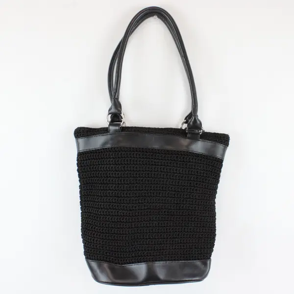 Woven Black Shoulder Bag Purse Silver-Tone Hardware