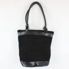 Woven Black Shoulder Bag Purse Silver-Tone Hardware