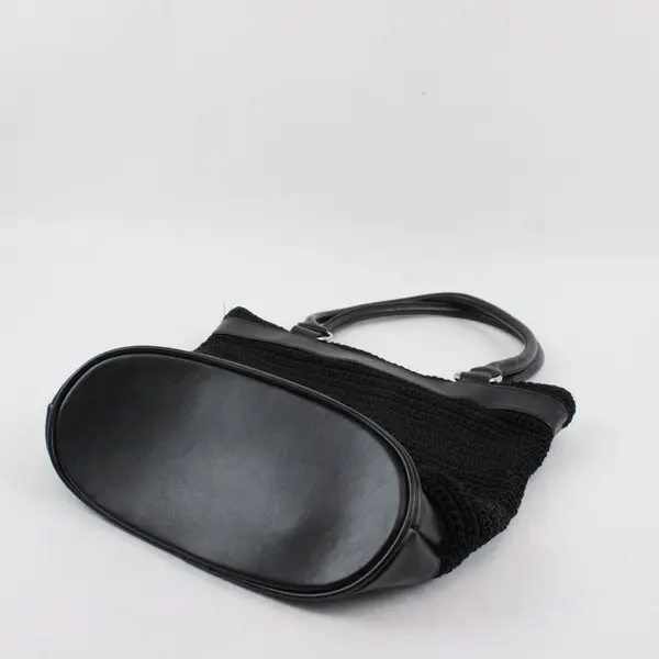Woven Black Shoulder Bag Purse Silver-Tone Hardware
