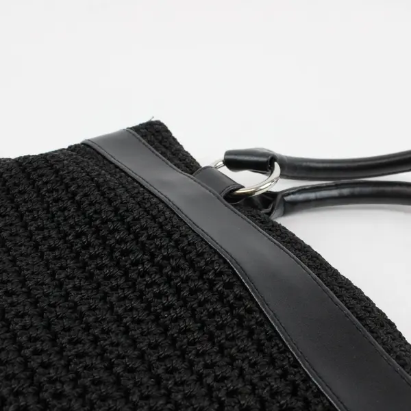 Woven Black Shoulder Bag Purse Silver-Tone Hardware