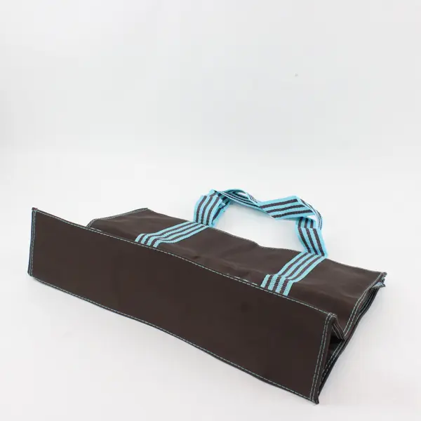 Domino Brown and Blue Striped Tote Bag 16.5"