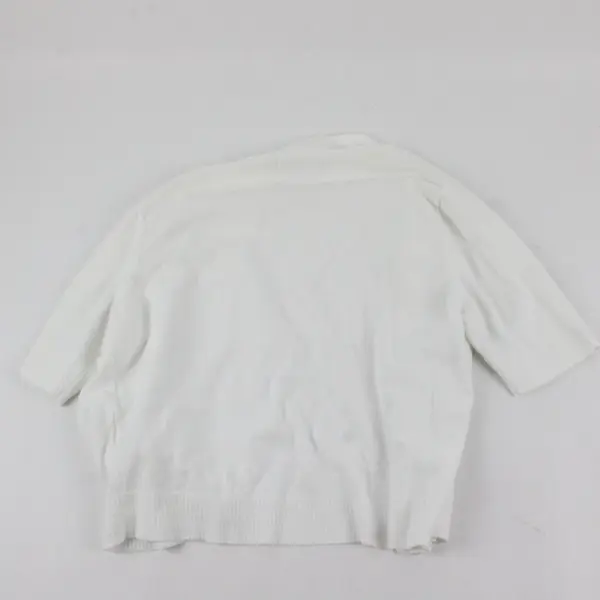 Dressbarn White Open-Front Half-Sleeve Cardigan Women's Medium