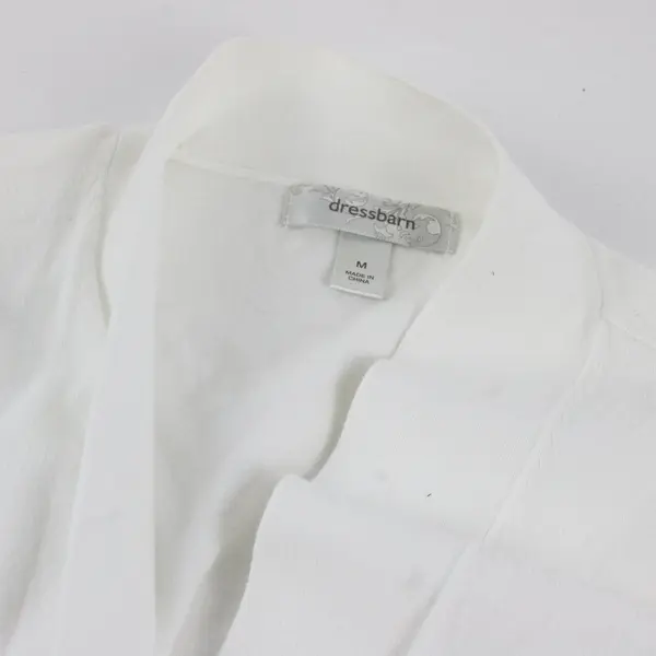 Dressbarn White Open-Front Half-Sleeve Cardigan Women's Medium
