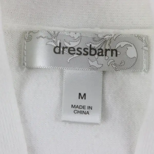 Dressbarn White Open-Front Half-Sleeve Cardigan Women's Medium