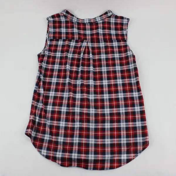 Always Indigo Blue and Red Plaid Sleeveless Top Women's Medium