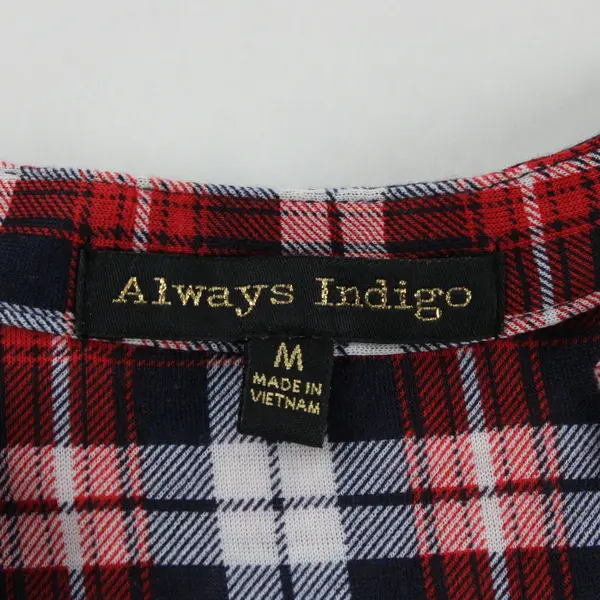 Always Indigo Blue and Red Plaid Sleeveless Top Women's Medium