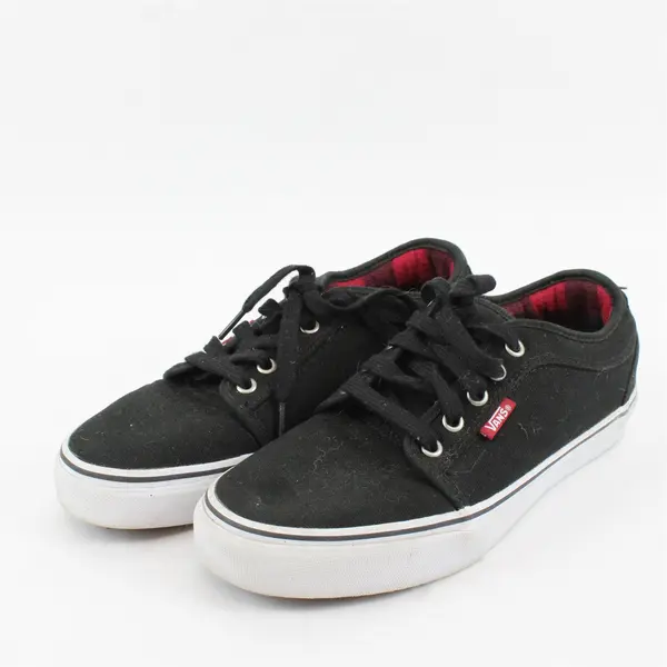 Vans Ultracush Pro HD Black Canvas Skate Shoes Red Plaid Lined Men's Size 7.5