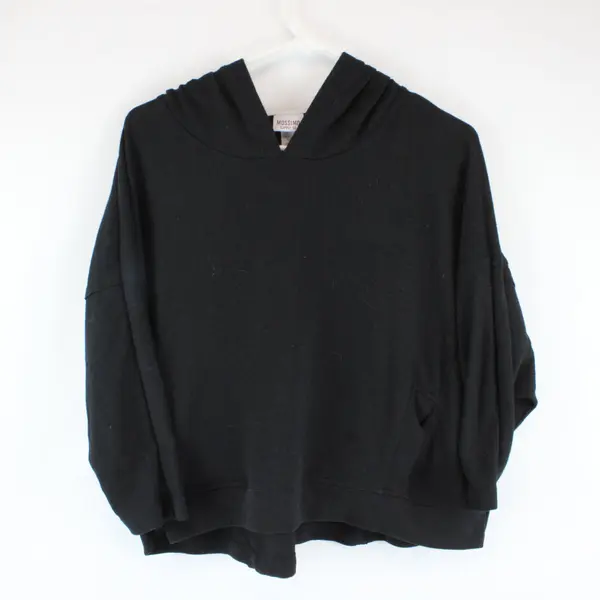 Mossimo Womens Black Cropped Short Sleeve Hoodie Sweatshirt Size L