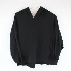 Mossimo Womens Black Cropped Short Sleeve Hoodie Sweatshirt Size L