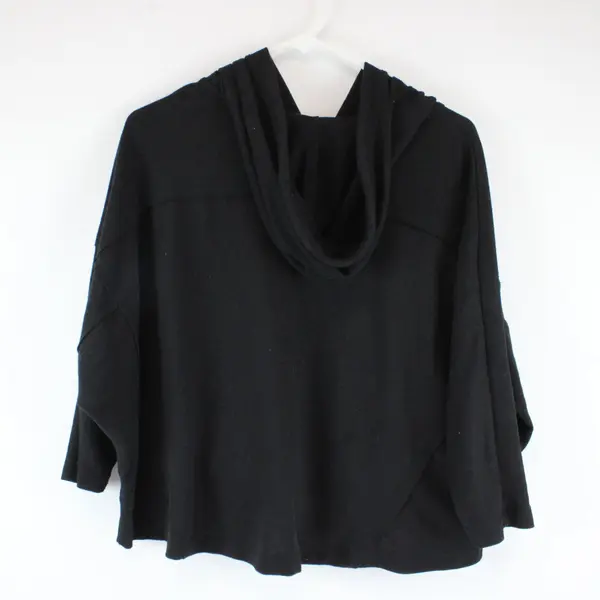 Mossimo Womens Black Cropped Short Sleeve Hoodie Sweatshirt Size L